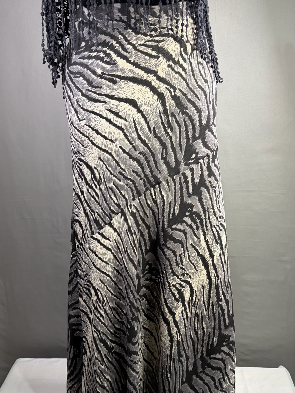 Spiegel Vintage 100% Silk Black & White Zebra Maxi Skirt